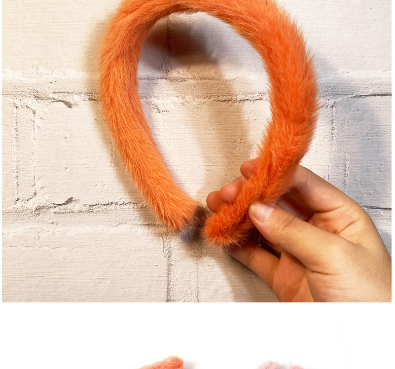 Fashion Orange Pure Color Plush Fine Edge Fabric Pressure Hairband,Head Band