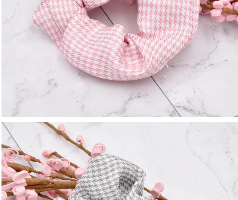 Fashion Bean Paste Pink Houndstooth Fabric Check Hair Tie,Hair Ring