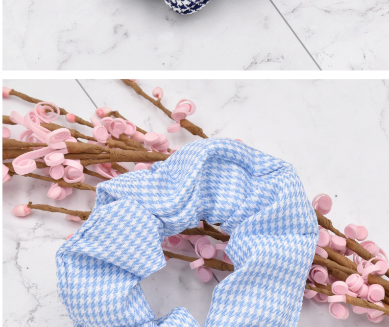 Fashion Pink Houndstooth Fabric Check Hair Tie,Hair Ring