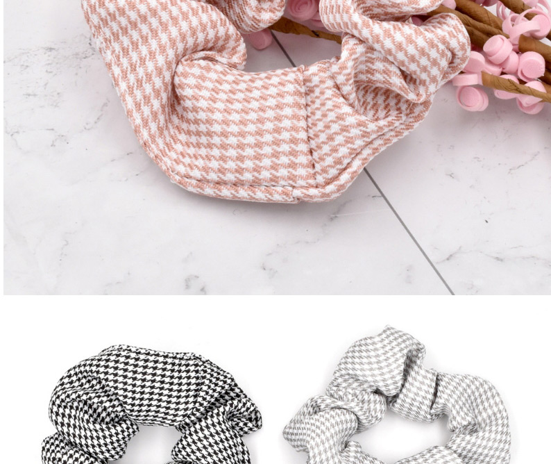 Fashion Black Houndstooth Fabric Check Hair Tie,Hair Ring