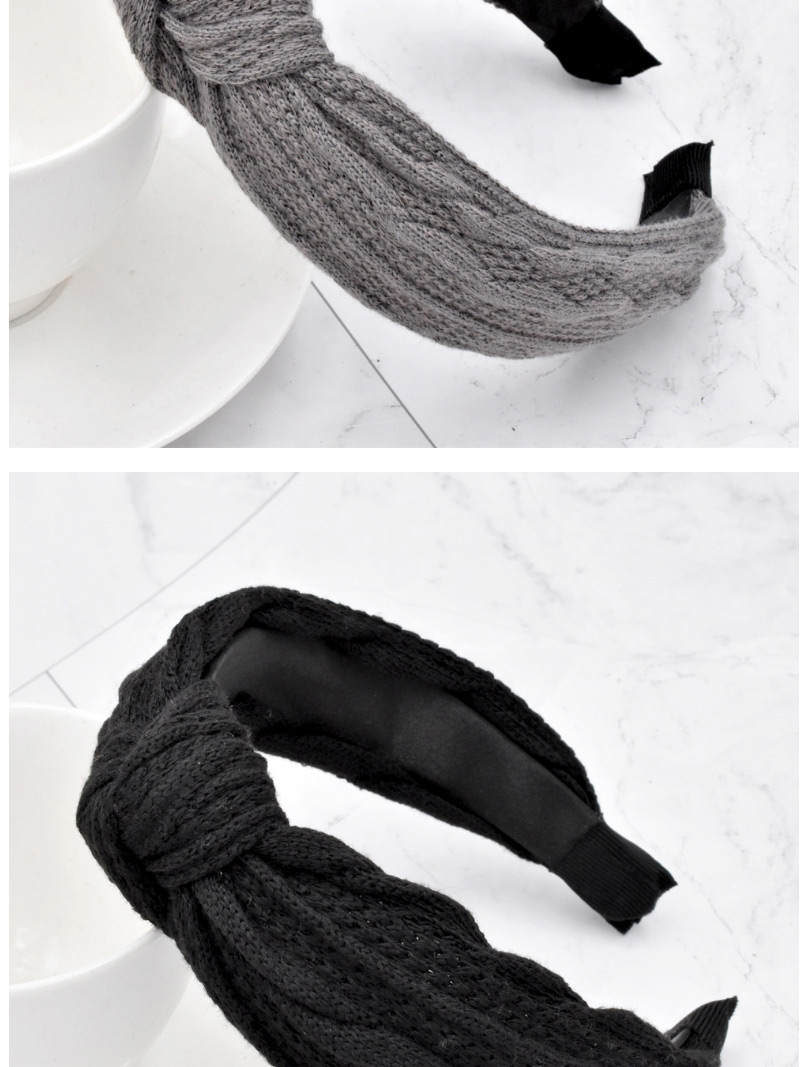 Fashion Red Wine Thick Woolen Knitted Fabric Knotted Solid Color Striped Headband,Head Band