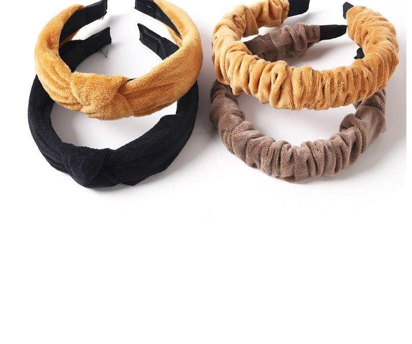Fashion Regular Style-khaki Pure Color Bubble Pleated Plush Headband,Head Band