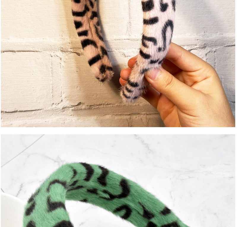 Fashion Leopard Green Leopard Print Plush Headband,Head Band