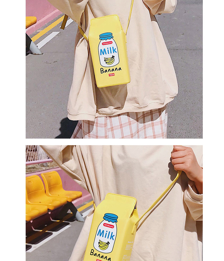 Fashion Strawberry Milk Contrast Print One-shoulder Messenger Bag,Shoulder bags
