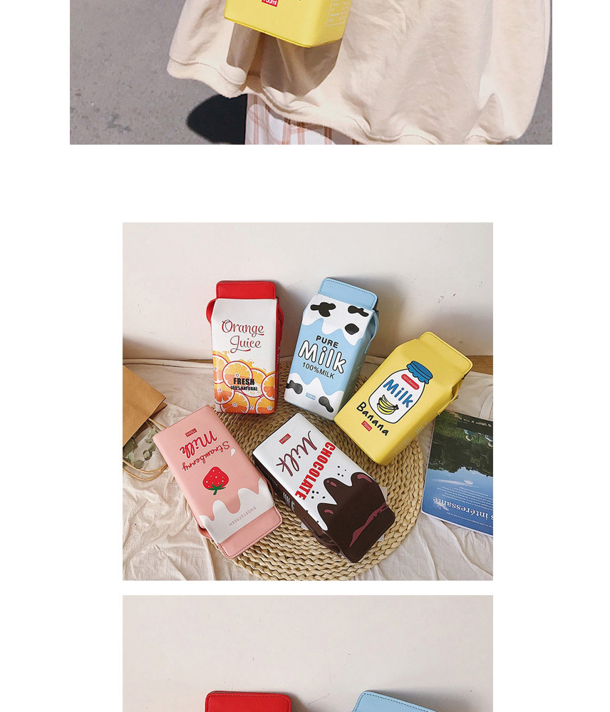 Fashion Strawberry Milk Contrast Print One-shoulder Messenger Bag,Shoulder bags