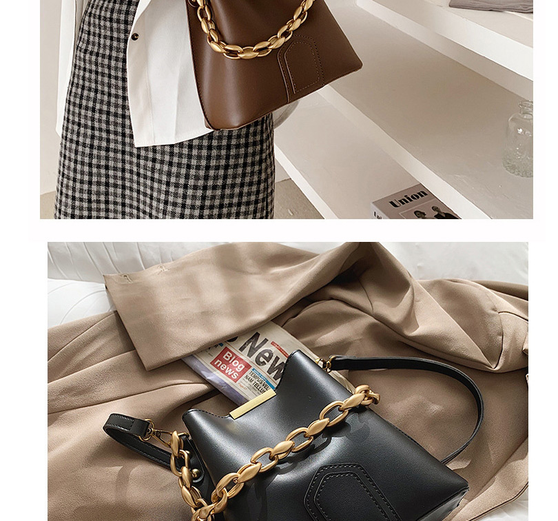 Fashion Coffee Color Pu Acrylic Thick Chain Single Shoulder Messenger Bag,Shoulder bags