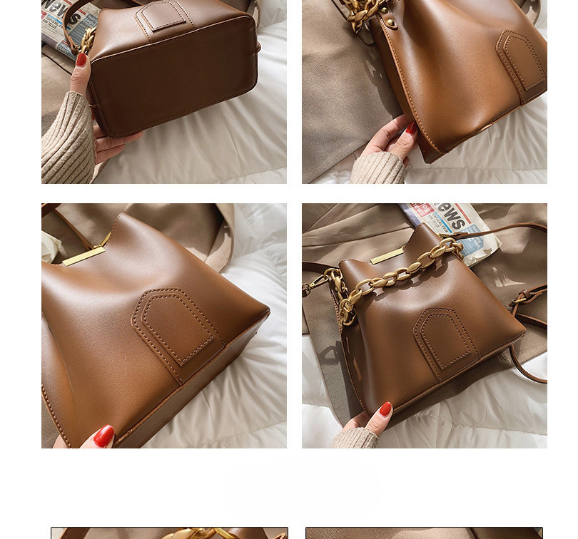 Fashion Coffee Color Pu Acrylic Thick Chain Single Shoulder Messenger Bag,Shoulder bags