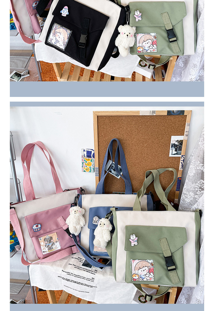 Fashion Blue Without Pendant Bear Cartoon Color Matching Shoulder Bag,Messenger bags