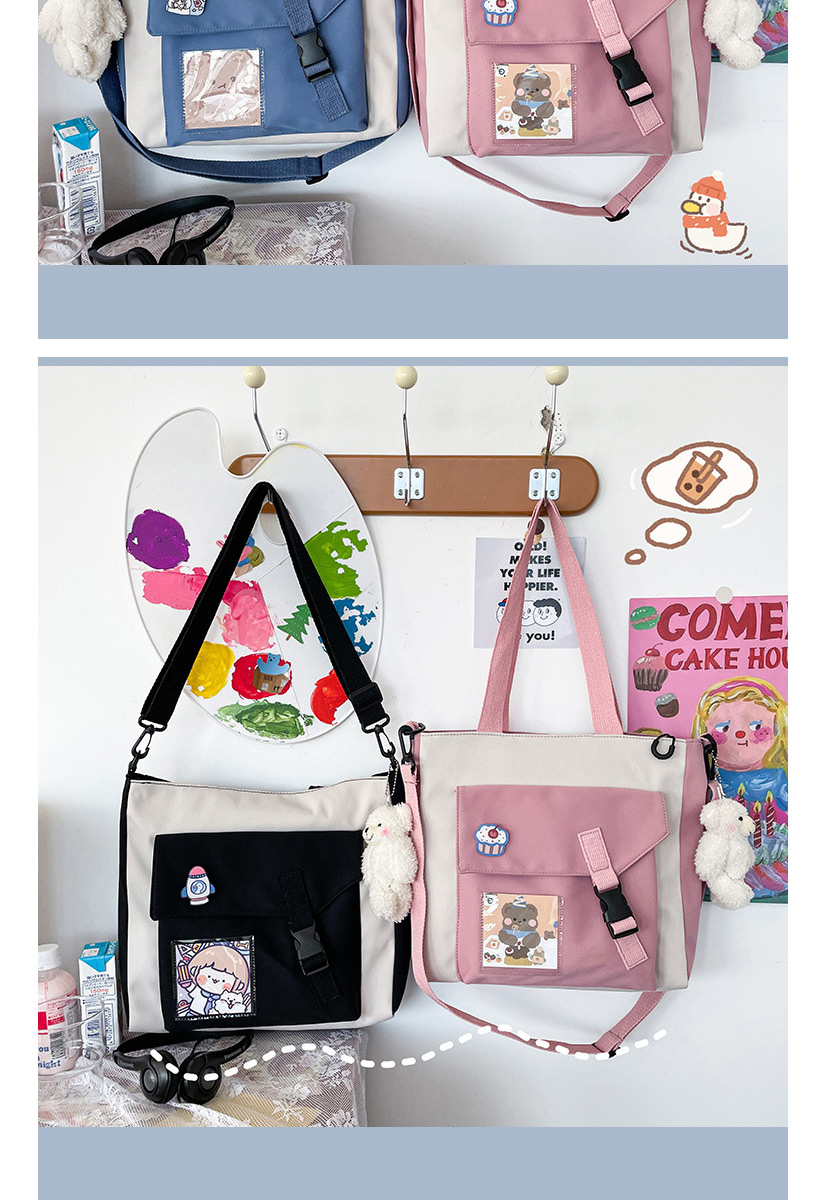 Fashion Pink Without Pendant Bear Cartoon Color Matching Shoulder Bag,Messenger bags