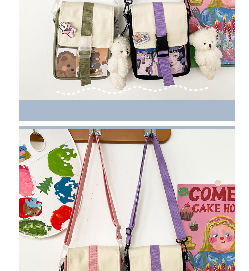 Fashion Pink Without Pendant Contrasting Color Bear Transparent Card Shoulder Bag,Messenger bags