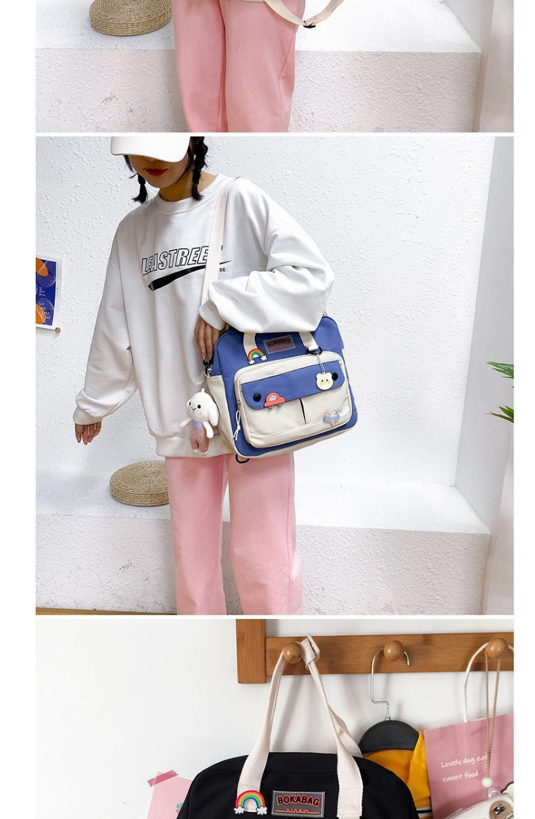 Fashion Blue Without Pendant Contrast Color Rabbit Portable Messenger Shoulder Bag,Messenger bags