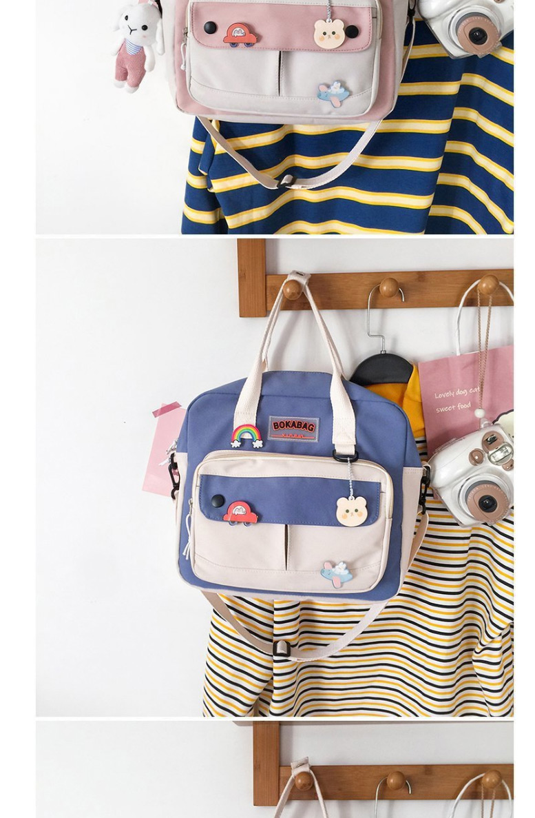 Fashion Blue Without Pendant Contrast Color Rabbit Portable Messenger Shoulder Bag,Messenger bags