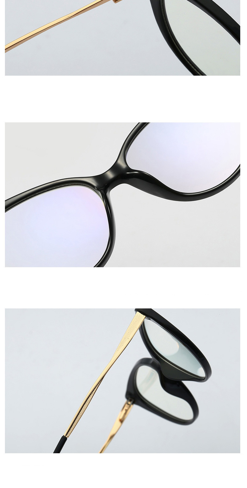Fashion C1 Bright Black/anti-blue Light Metal Spring Legs Anti-blue Light With Myopia Tr90 Flat Lens,Fashion Glasses