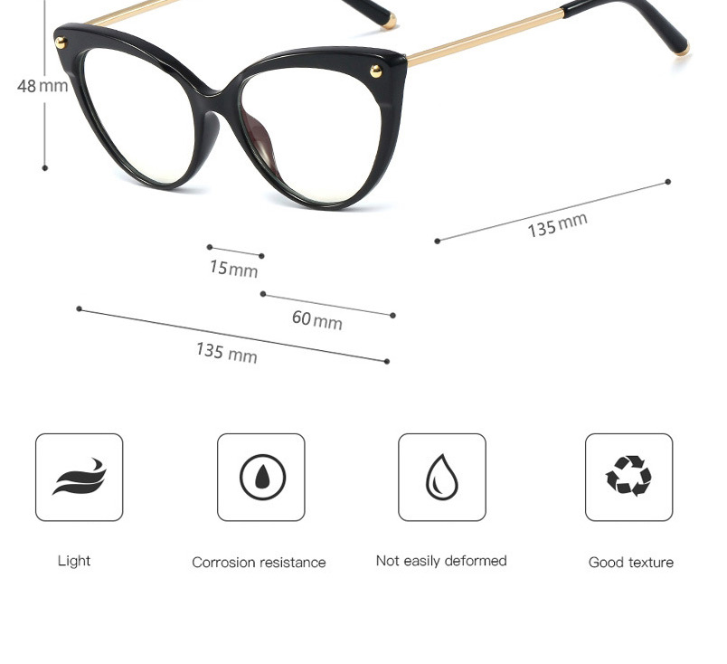 Fashion C1 Bright Black/anti-blue Light Tr90 Anti-blu-ray Frame Flat Lens,Fashion Glasses