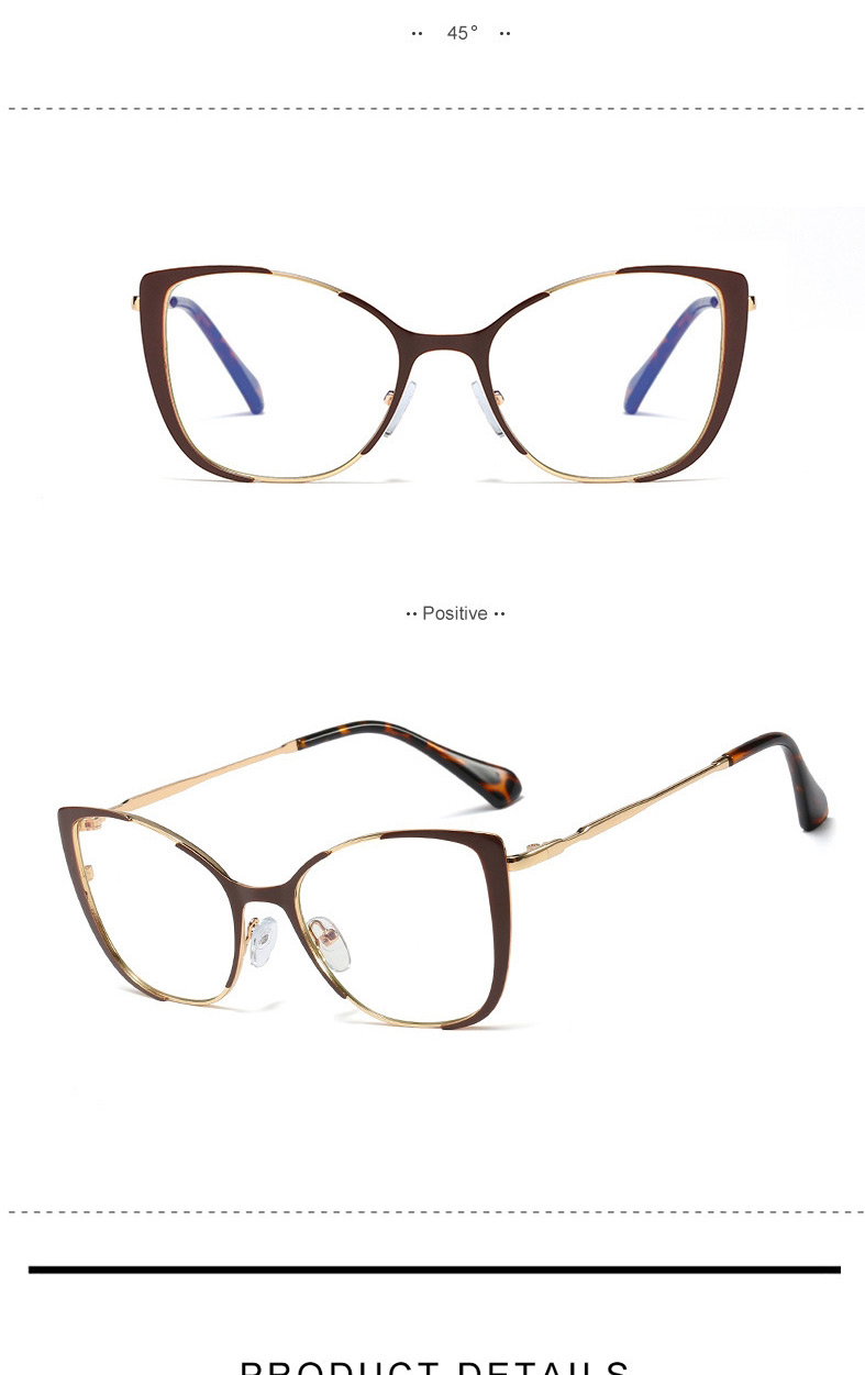 Fashion C9 Dark Brown/anti-blue Light Metal Anti-blue Frame Flat Mirror,Fashion Glasses