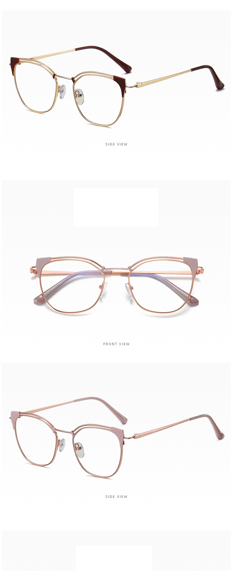 Fashion C1 Bean Paste Purple/anti-blue Light Metal Anti-blue Glasses,Fashion Glasses