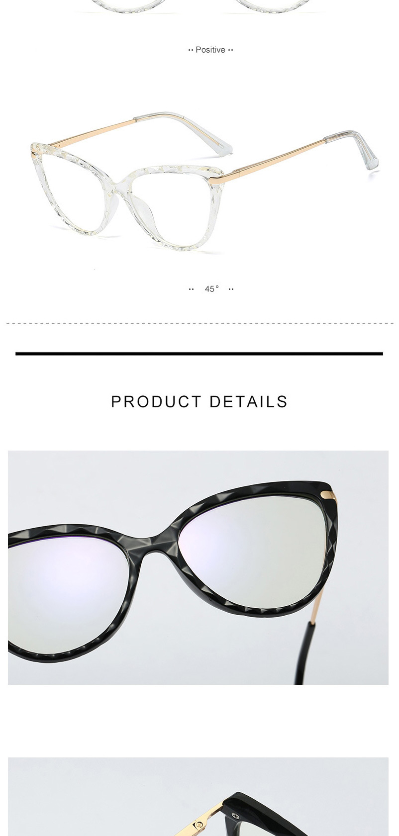 Fashion C3 Transparent/anti-blue Light Tr90 Spring Cut Edge Anti-blue Light Can Be Equipped With Myopia Flat Lens,Fashion Glasses