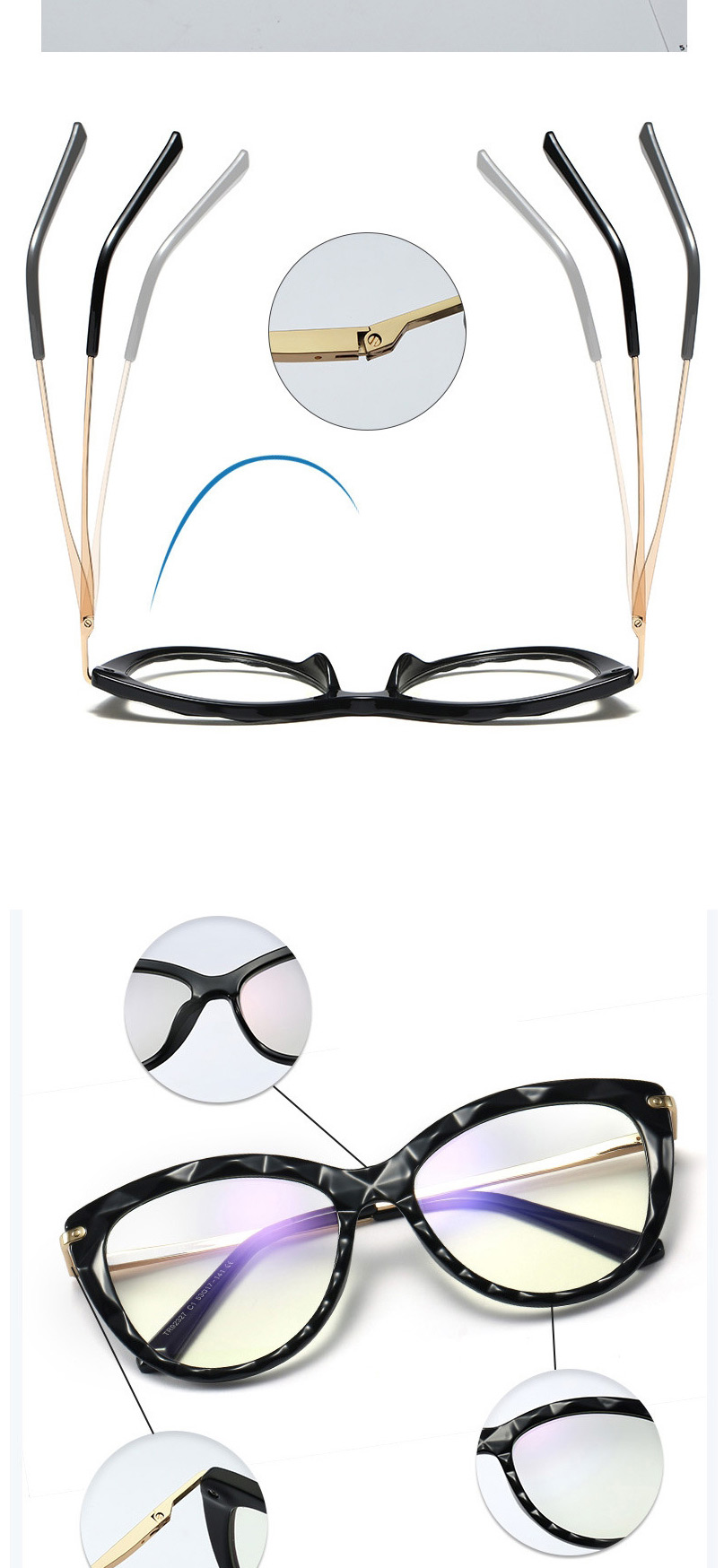 Fashion C7 Leopard Print/anti-blue Light Metal Anti-blue Light Tr96 Round Frame Flat Lens,Fashion Glasses