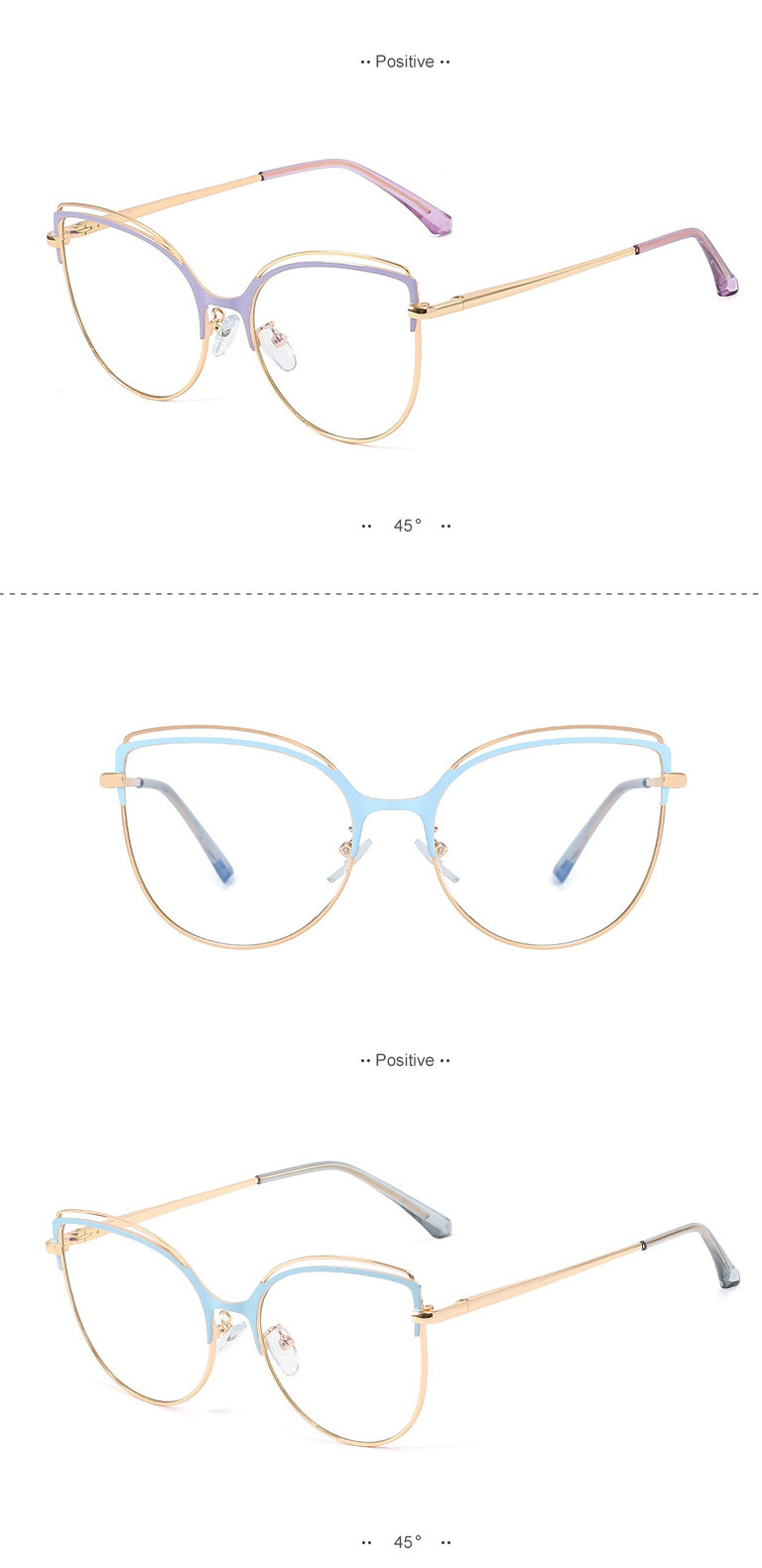 Fashion C3 Violet/anti-blue Light Metal Anti-blue Light Spring Leg Flat Lens,Fashion Glasses