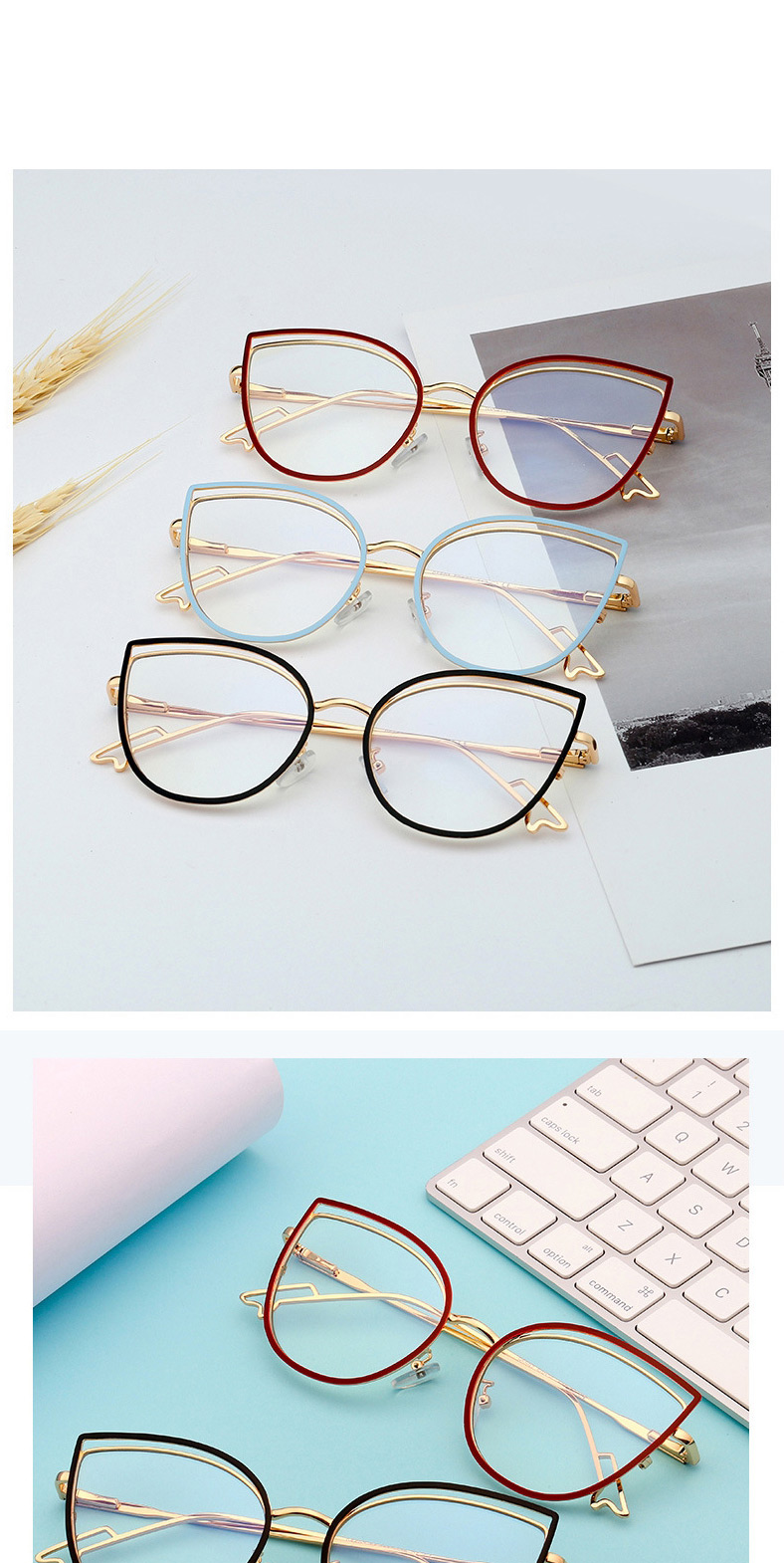 Fashion C8 Red/anti-blue Light Metal Anti-blue Light Flat Mirror Can Be Equipped With Myopia,Fashion Glasses