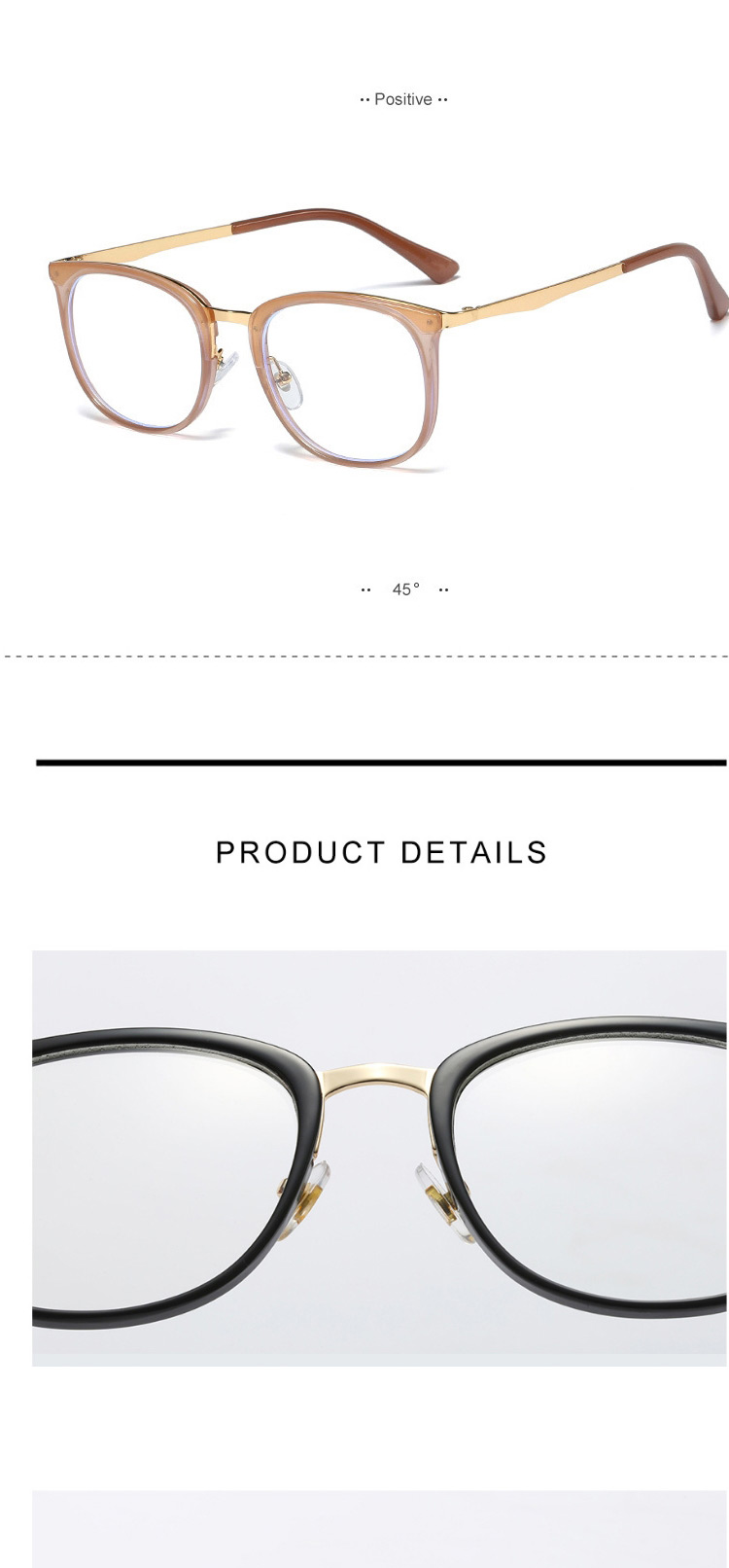 Fashion C2 Solid Powder/transparent Ultra-light Can Be Equipped With Myopia Round Frame,Fashion Glasses