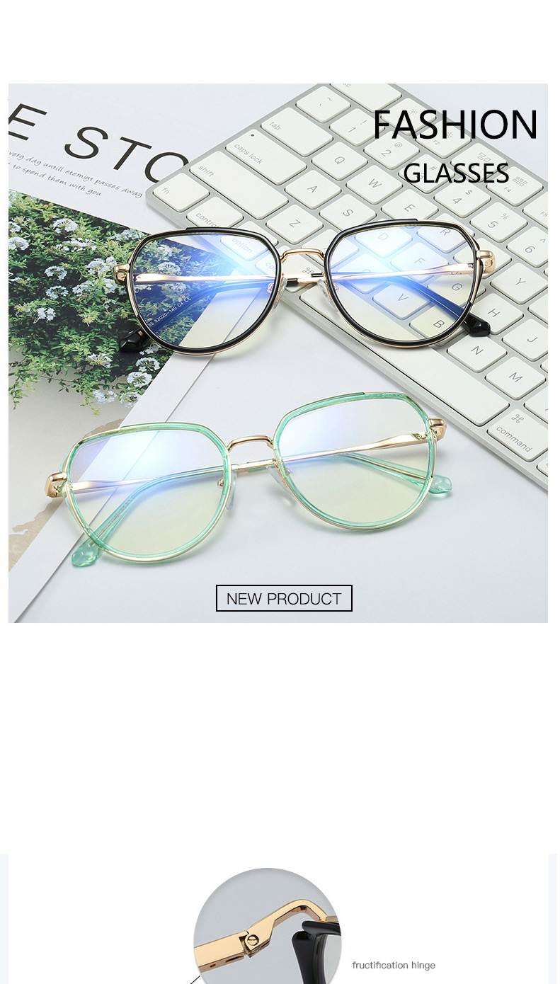 Fashion C13 Leopard Print/anti-blue Light Irregular Frame Anti-blue Light Metal Flat Mirror,Fashion Glasses