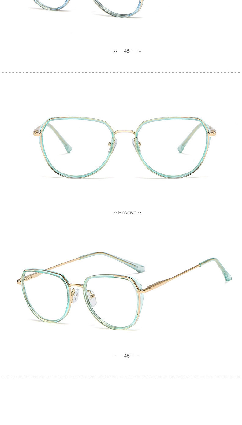 Fashion C6 Transparent Tea/anti-blue Light Irregular Frame Anti-blue Light Metal Flat Mirror,Fashion Glasses