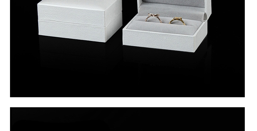 Fashion White Single Ring Box White Leather-filled Paper Storage Box,Beads