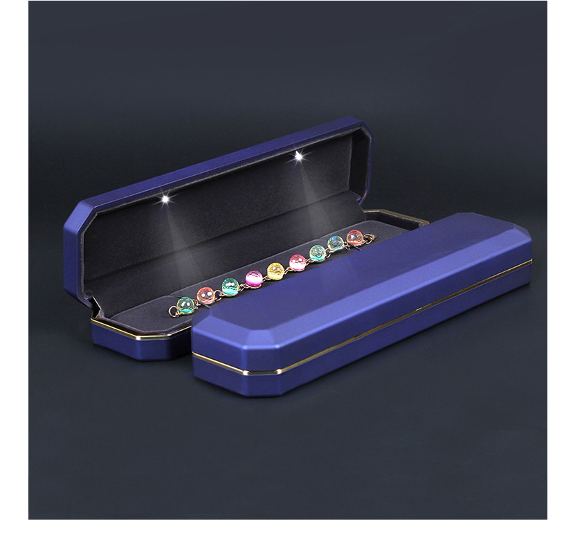 Fashion Black Ring Box White Paint Led Octagonal Ring Box With Light,Jewelry Packaging & Displays