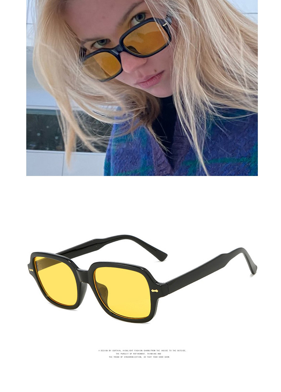 Fashion Bright Black And White Film Rice Nail Square Sunglasses,Women Sunglasses