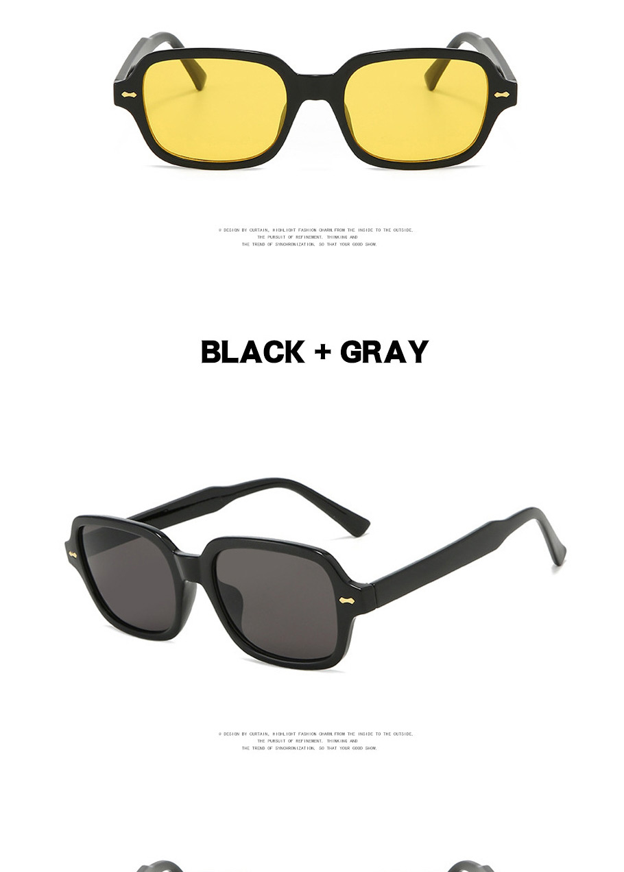 Fashion Bright Black And Gray Flakes Rice Nail Square Sunglasses,Women Sunglasses