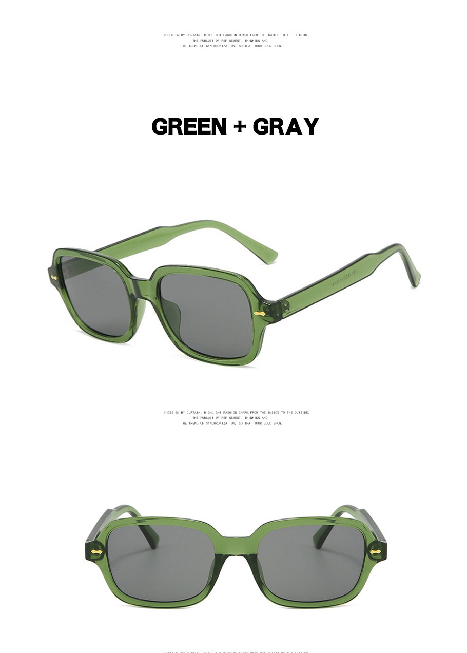 Fashion Red Frame Gray Piece Rice Nail Square Sunglasses,Women Sunglasses