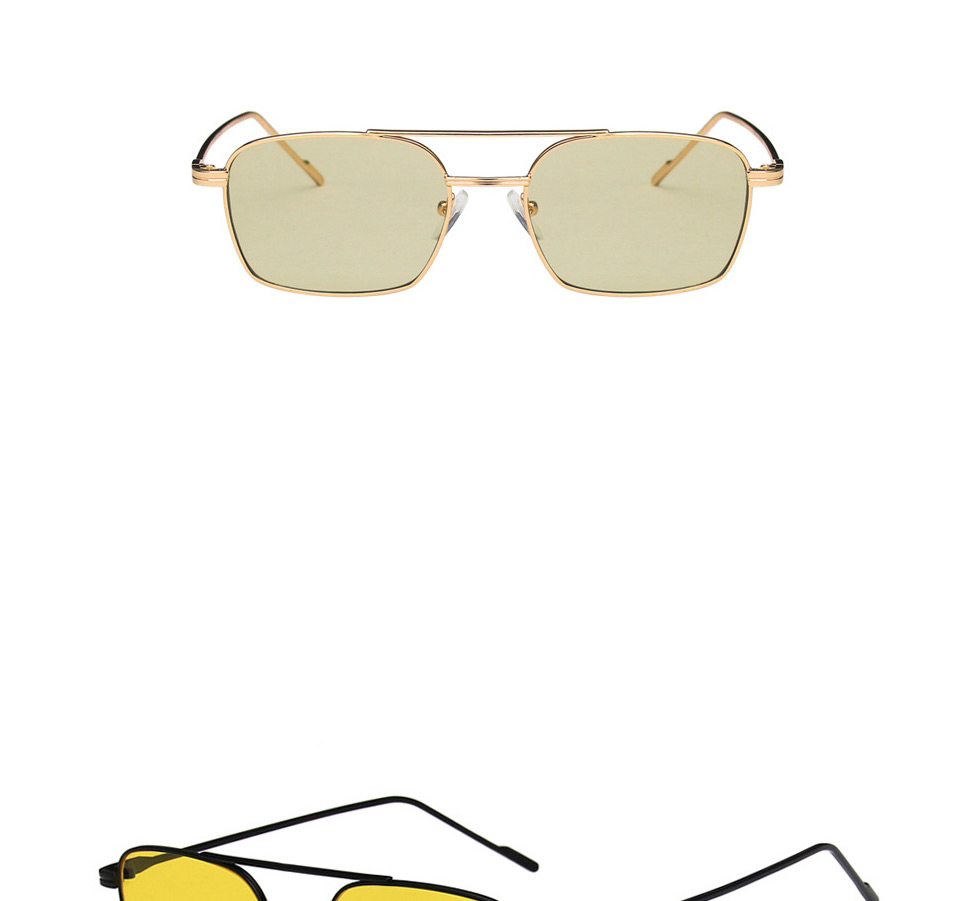 Fashion Black Frame Yellow Film Small Frame Double Beam Metal Marine Sunglasses,Women Sunglasses