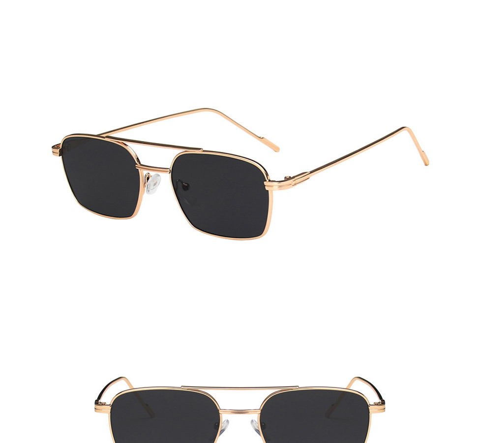 Fashion Golden Frame Tea Chips Small Frame Double Beam Metal Marine Sunglasses,Women Sunglasses