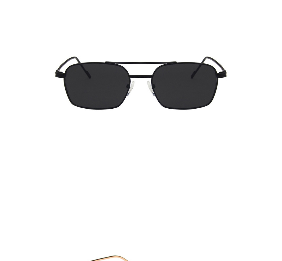 Fashion Black Frame Gray Piece Small Frame Double Beam Metal Marine Sunglasses,Women Sunglasses