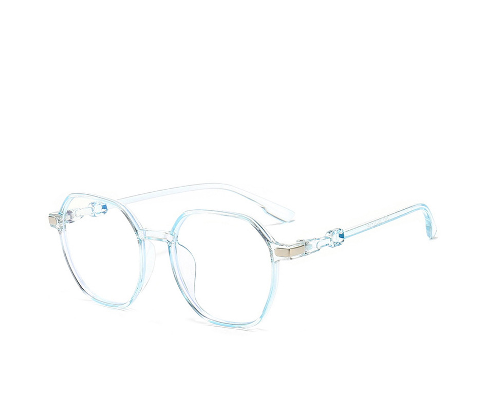 Fashion Transparent Gray Frame Anti-blue Light Polygon Large Frame Flat Lens,Fashion Glasses