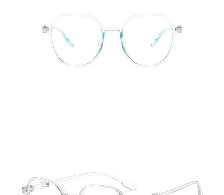 Fashion Permeable Powder Frame Anti-blue Light Polygon Large Frame Flat Lens,Fashion Glasses