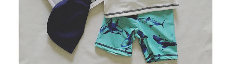 Fashion Boy White Blue Shark Childrens Three-piece Shark Split Swimsuit,Kids Swimwear