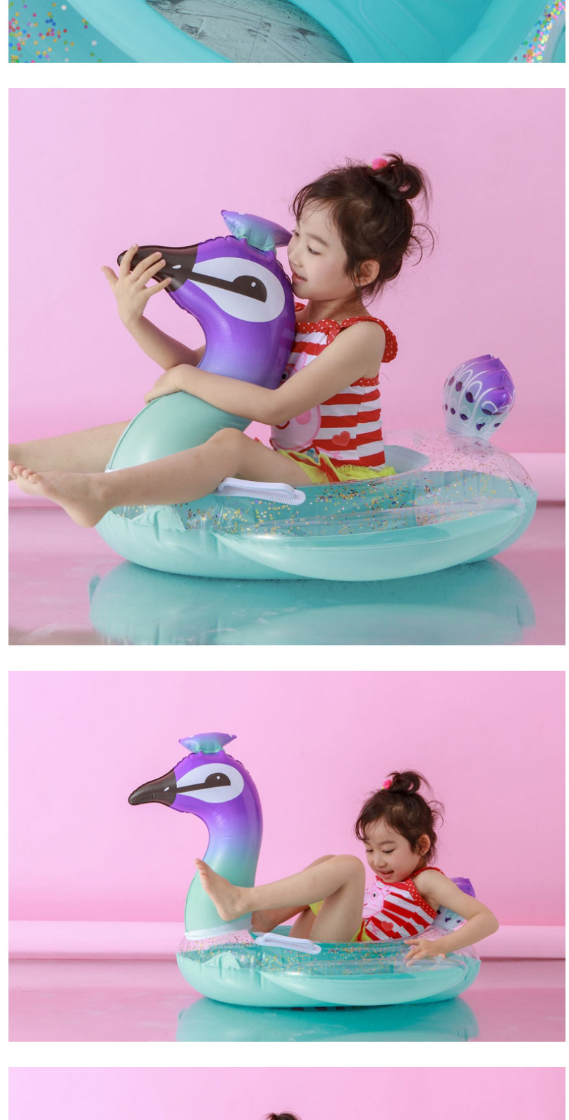 Fashion Sequined Inflatable Bottom Peacock 308g Childrens Sequined Peacock Horse Inflatable Boat,Swim Rings