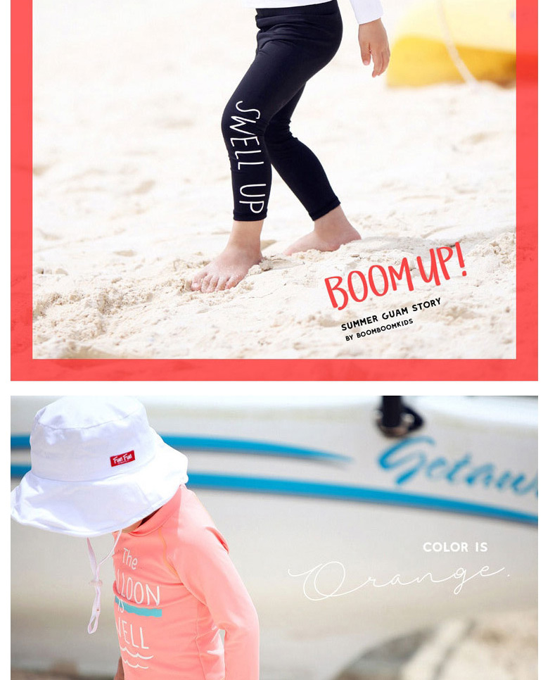 Fashion Black + Pink Suit Childrens Long-sleeved Sunscreen Split Swimsuit Suit,Kids Swimwear