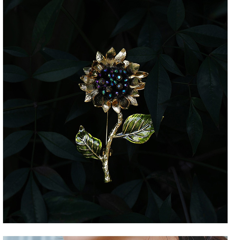 Fashion Golden Sunflower Crystal Brooch,Fashion Brooches