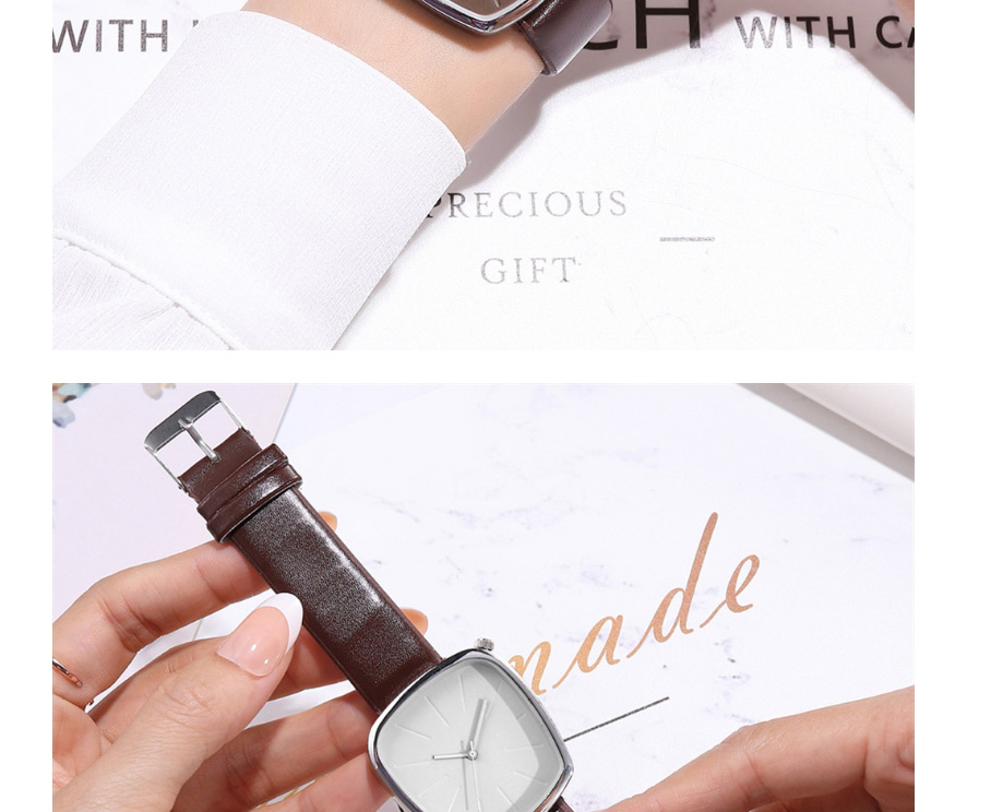 Fashion Silver Color Shell Brown With White Noodles Scale Face Quartz Watch,Ladies Watches