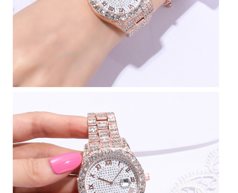 Fashion Silver Color Gypsophila Water Diamond British Steel Band Watch,Ladies Watches