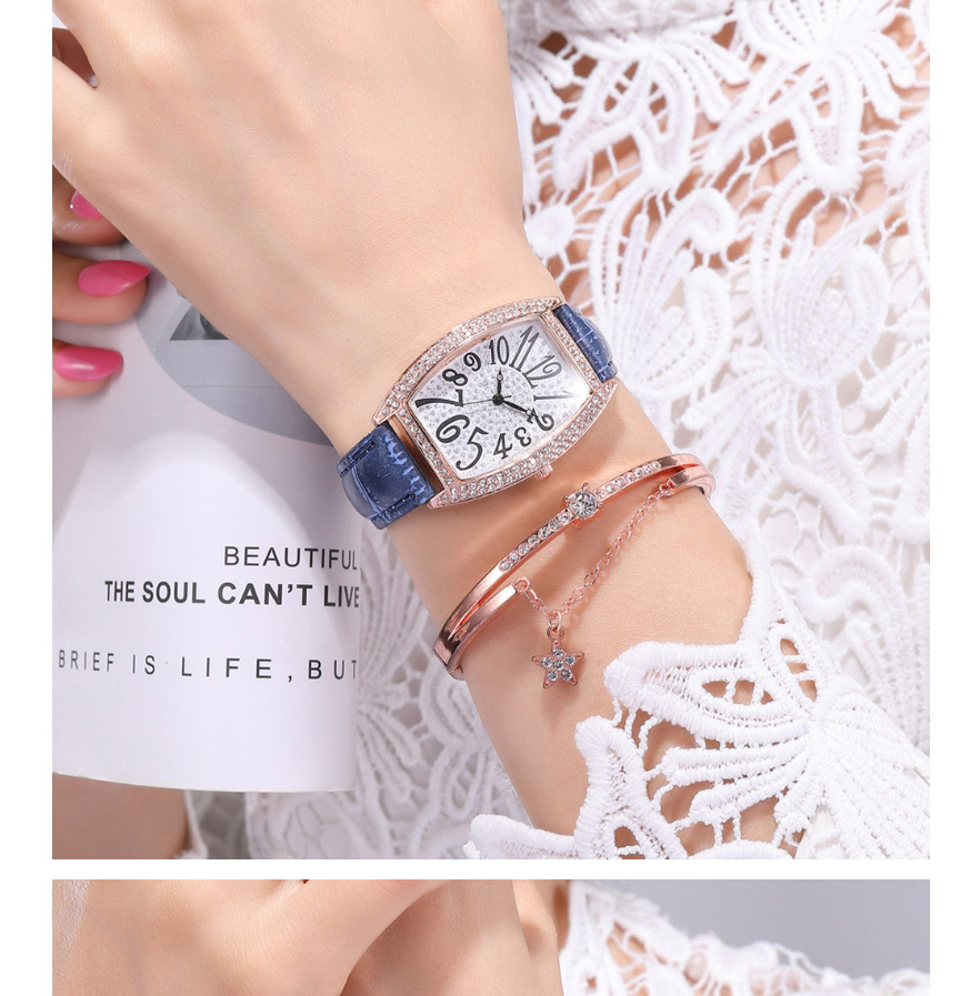 Fashion White Star Quartz Digital Face Slub Belt Watch,Ladies Watches