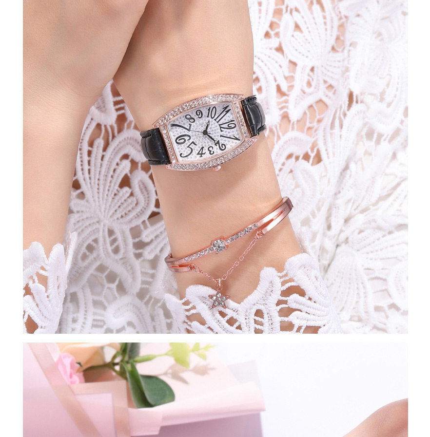 Fashion White Star Quartz Digital Face Slub Belt Watch,Ladies Watches