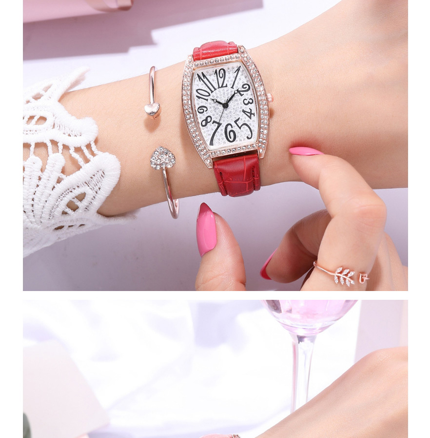Fashion Red Star Quartz Digital Face Slub Belt Watch,Ladies Watches