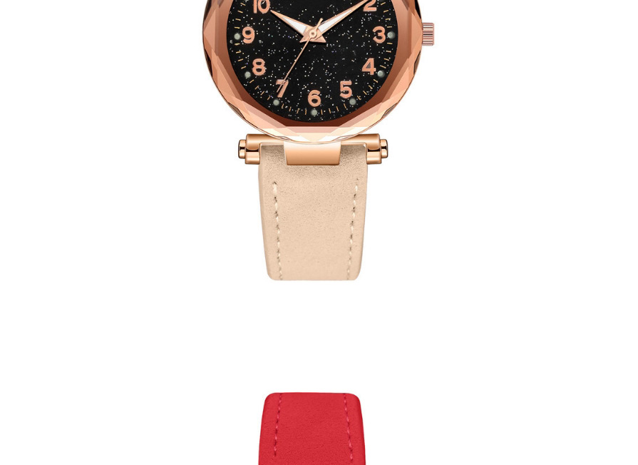 Fashion Beige Starry Sky Quartz Digital Pu Leather Watch,Ladies Watches