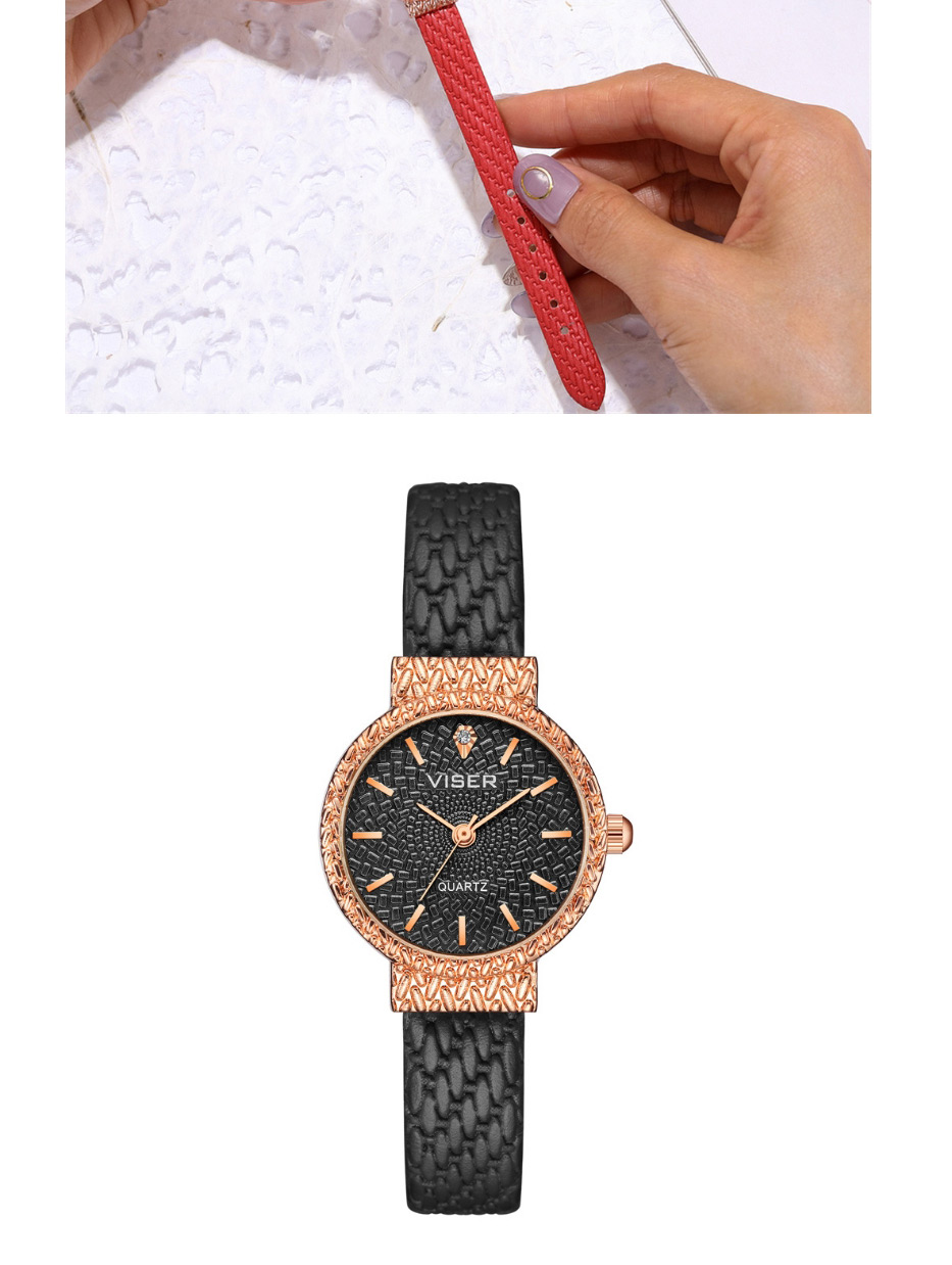 Fashion Black With White Noodles Wheat Ear Strap Watch,Ladies Watches