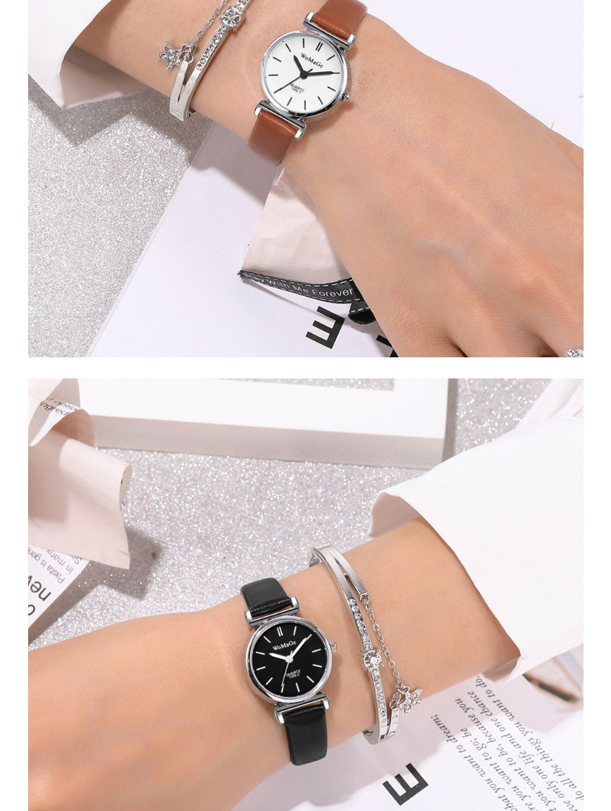 Fashion Black With White Noodles Scale Thin Strap Watch,Ladies Watches