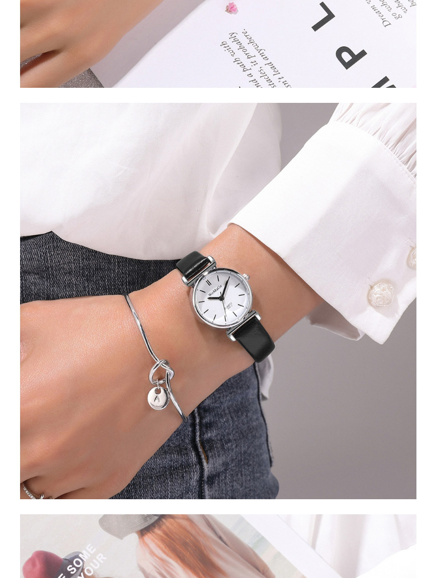 Fashion Black With White Noodles Scale Thin Strap Watch,Ladies Watches